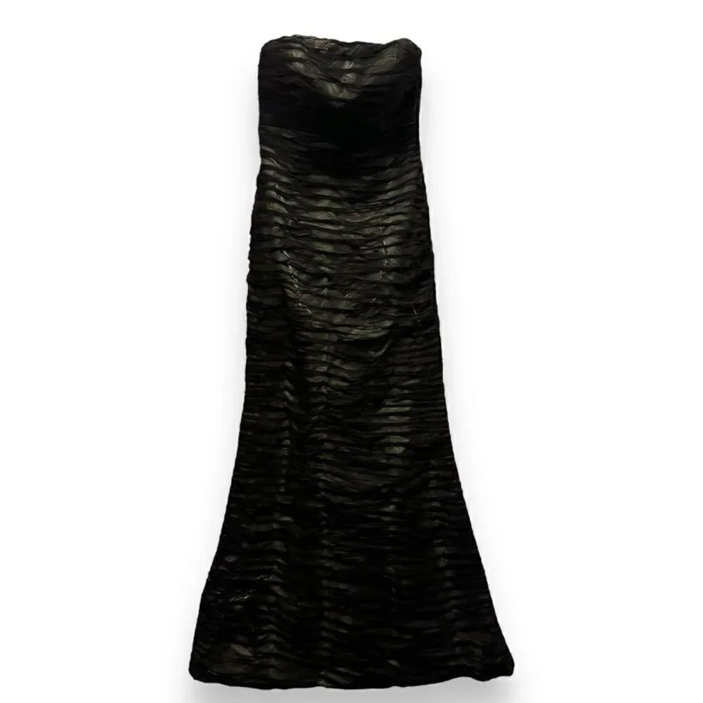 Jovani Black Silk Gathered Strapless Gown Dress Size 4